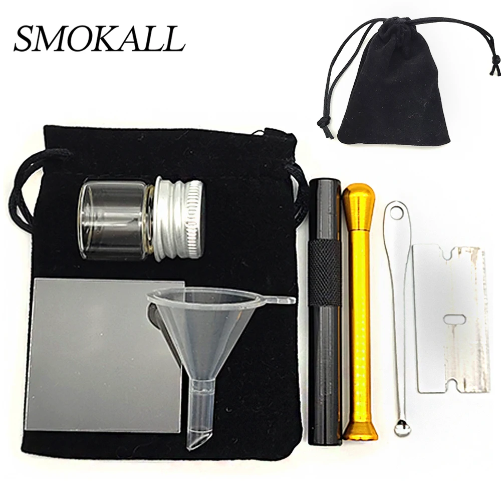 

1 шт. набор дымовой табака с металлической трубкой для курения акриловая доска стеклянная таблеточная бутылка ложка Воронка сигареты аксессуары фланелевая сумка
