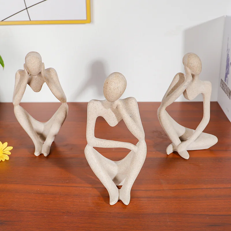 

Nordic Abstract Thinker Statue Resin Figurine Handmade Crafts Sculpture Art Miniature Modern Statues Sculpture Desktop Decor