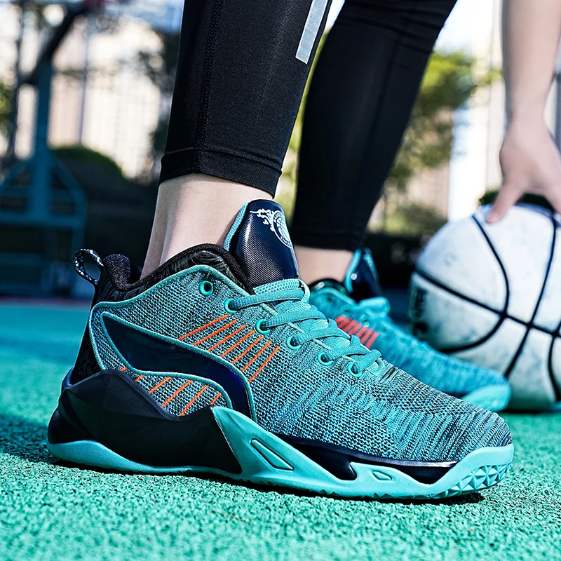 High quality non-slip wear resistance impact resistance breathable flying weaving mesh top basketball shoes