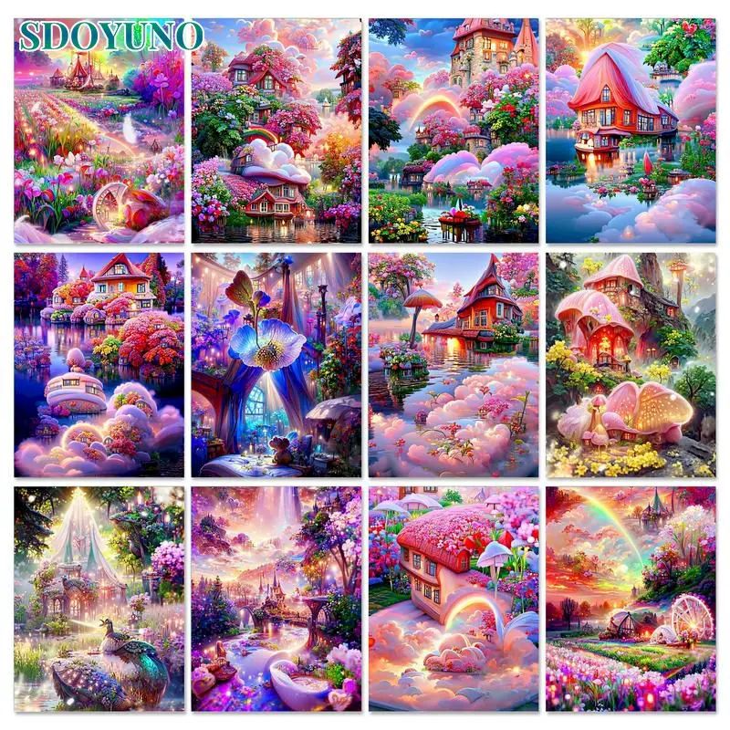 

SDOYUNO Oil Painting By Numbers For Adults Dream Garden Drawing By Number Acrylic Paints Unique DIY Gift HandPainted Home Decors