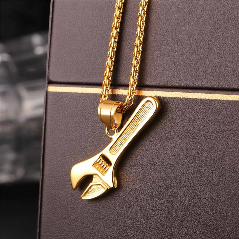 Collare подвеска с ключом 316L нержавеющая сталь золотого/черного цвета хиппи