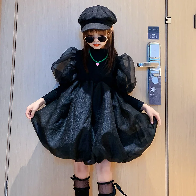 

Long Sleeves Girls Puff Sleeve Dress High Waist Vintage Children Lace Party Gothic Dress Children Doll Collar Party Dress