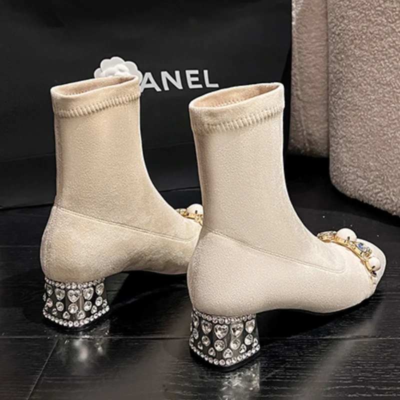 Женские ботильоны на высоком каблуке с кристаллами новые дизайнерские Роскошные