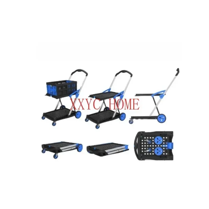Новые двухслойные складные тележки легкие алюминиевые для покупок с ящиком