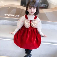 kids girls winter clothing set christmas new year red dressbottom sweater 2pcs kids sweet baby birthday dresses suits clothes