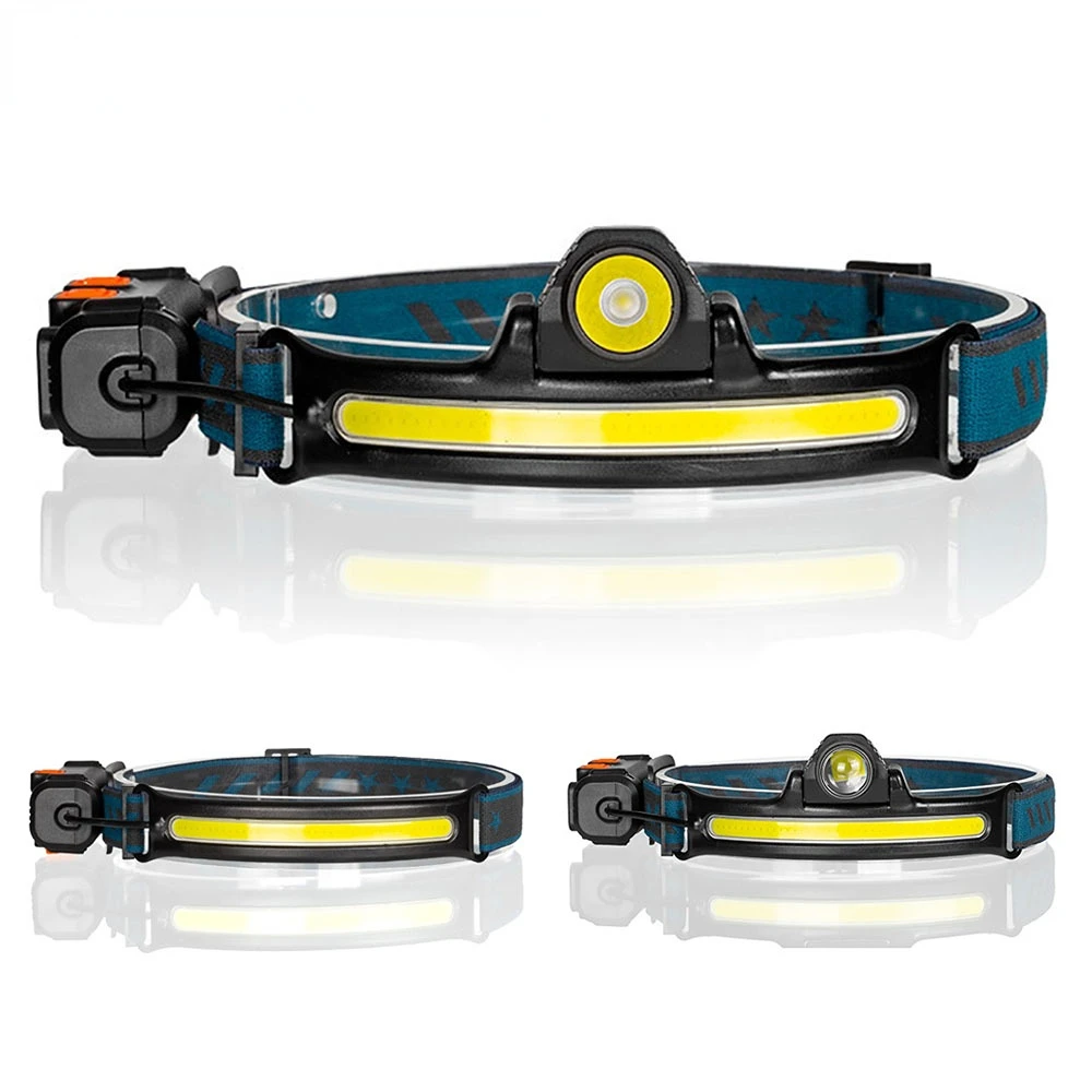 

Headlamp Zoomable Induction XPG+COB LED Head Lamp with Built-in Battery Flashlight USB Rechargeable 6 lighting Modes Head Torch