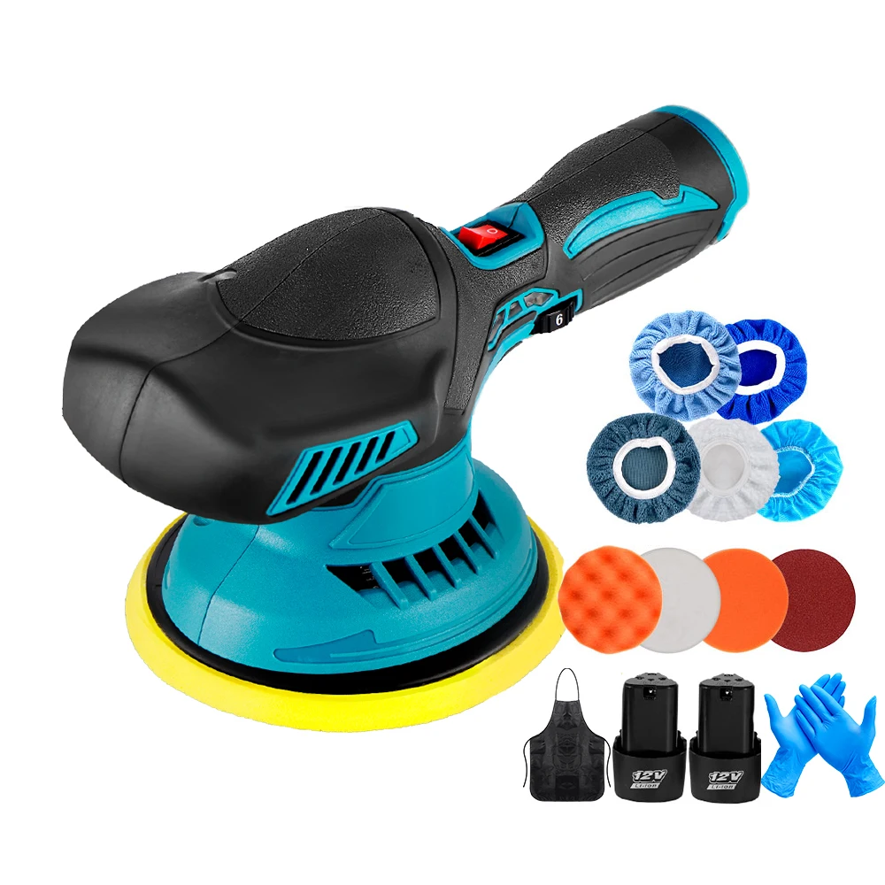 

12V 6000RPM Cordless Car Polisher 6 Gears Adjustable Handheld Electric Polish Waxing Machine Auto Washing Car Beauty Power Tool