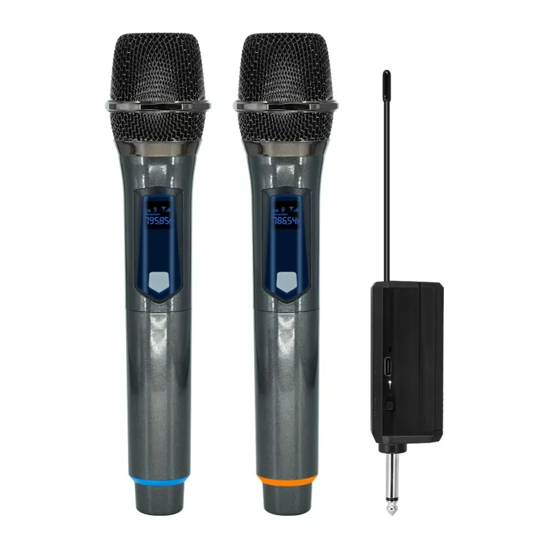 

Wireless Microphone 2 Channels UHF Professional Handheld Mic Micphone For Party Karaoke Church Show Meeting
