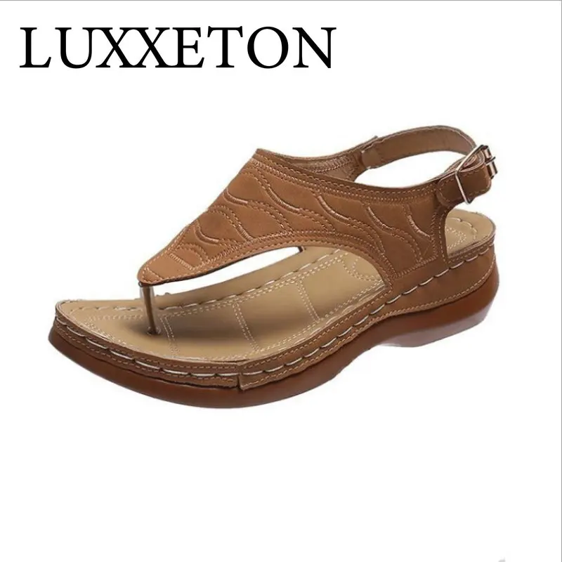 Sandals Wedge  Low Top Solid Color Embroidered FlipFlops Fashion Plus Size Women Shoes     2022 New