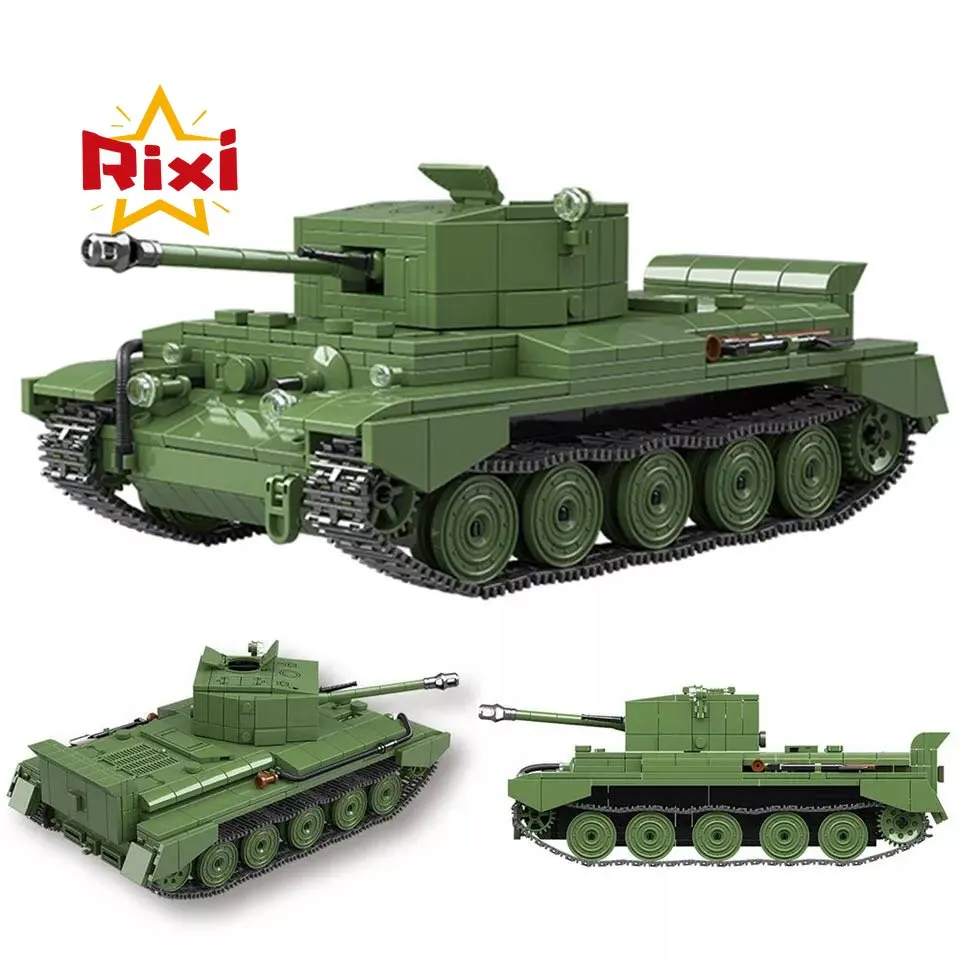 

Military British Main Battle Tanks Building Blocks WW2 Cromwell Cruiser Tank With Army Soldiers Weapo Bricks Toys For Kids Gifts