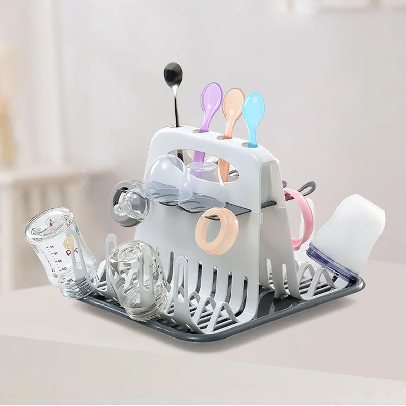 

Deluxe Countertop Drying Station High Capacity Drying Rack Baby Milk Bottle Cup Cleaning Dryer Storage Holder with Drain Tray