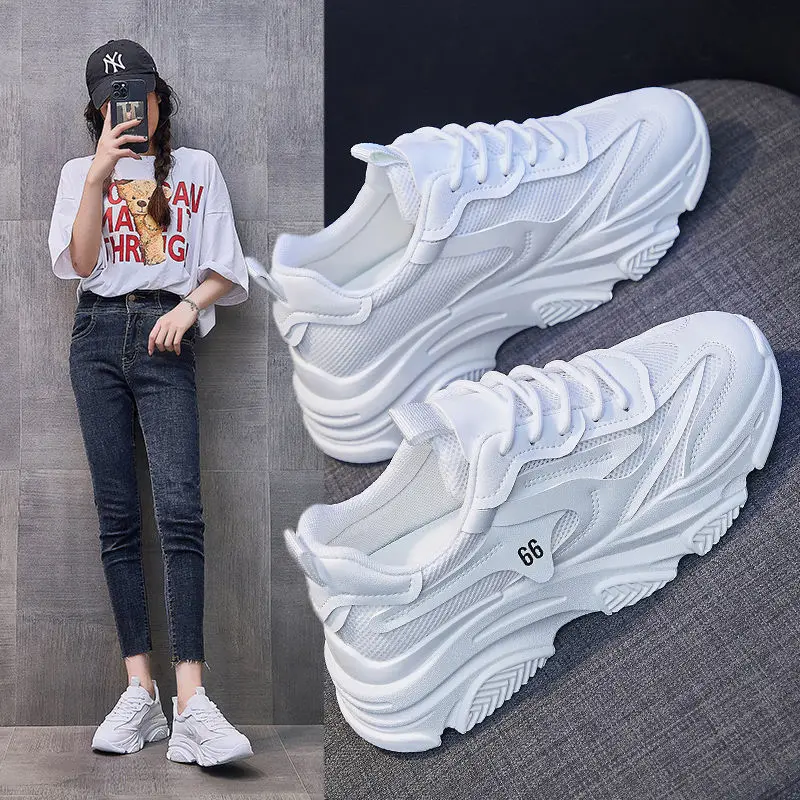 

Women's Hot Casual Shoes In 2022 New Student Fashion Lace Up Sneakers Women's Thick Soled Trendy Daddy Shoes Women Shoes
