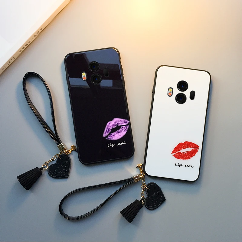 

BONVAN Tempered Glass Case For Xiaomi Redmi Note 4 4X Red Lips Hard Cover For Xiaomi Redmi 5 Plus Lanyard Couqe Capa