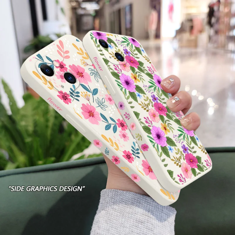 Весенний чехол для телефона с узором iPhone 16 16e 15 14 13 12 11 X XR XS Plus Pro Max мини-силиконовый