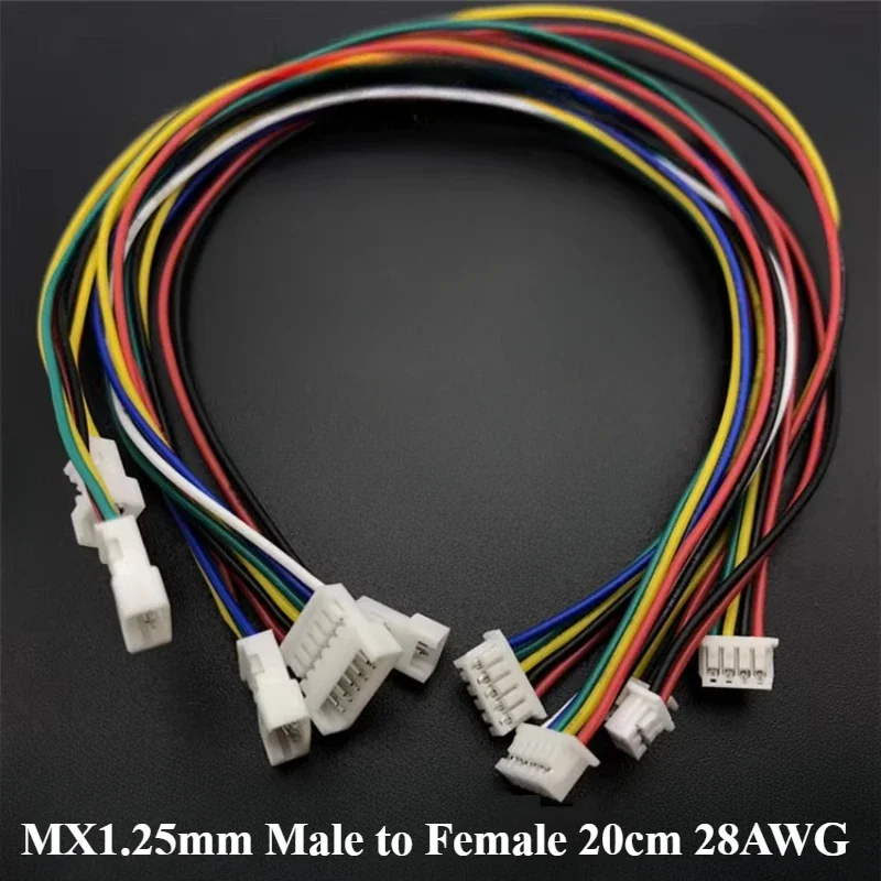 5/10/30/50 шт./лот JST MX1.25 MX 1 25 мм проводной кабельный разъем 2/3/4/5/6 Pin шаг вилки 20 см длина