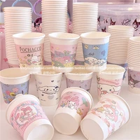 50pcsset sanrio disposable paper cup kawaii cinnamoroll my melody kuromi pochacco cartoon home party party girl heart paper cup