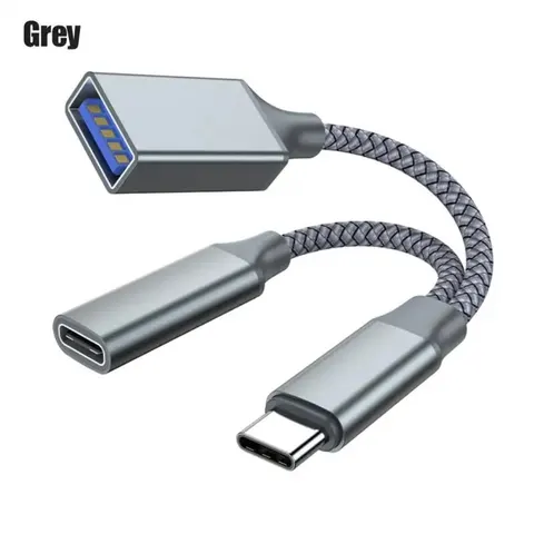 OTG 2 в 1 адаптер кабель USB 3,1 женский сплиттер USB C к USB A Type C PD 15 Вт быстрое зарядное устройство для iPhone 15 Huawei Samsung MacBook