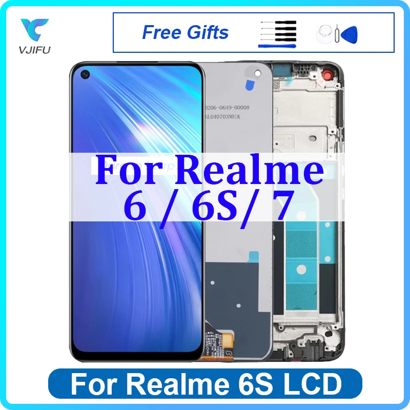 6,5 'оригинальный экран для OPPO Realme 6 6S 7 4G ЖК-дисплей сенсорный экран RMX2001 RMX2002 RMX2155 дигитайзер Замена с рамкой