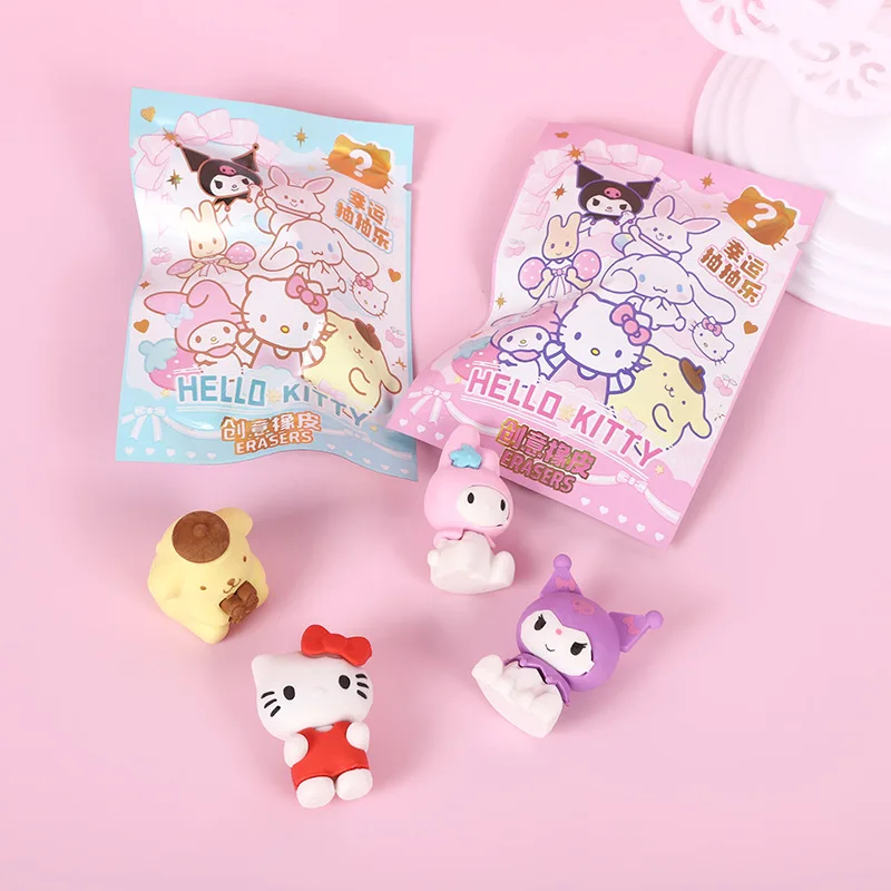 

Kawaii Hello Kitty Stationery Anime Figure Cinnanoroll Melody Pompurin Cartoon Pencil Eraser Creative Student Children Supplies