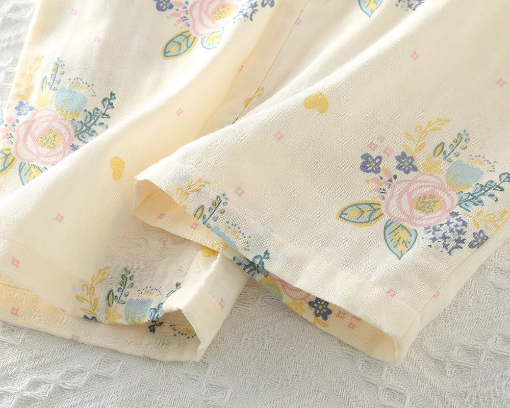 Женский пижамный комплект из чистого хлопка с принтом осенне-зимняя домашняя