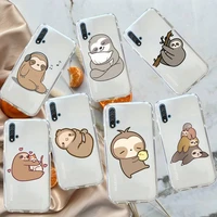 cute sloth cartoon phone case transparent for huawei honor p mate y 20 30 40 10 8 5 6 7 9 i x c pro lite prime smart