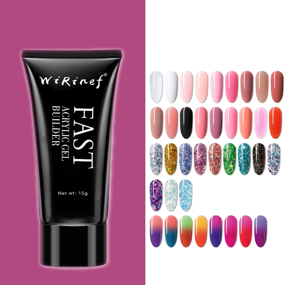 

WiRinef 52Colors Nail Art Gel Varnish Acrylic Nail Glitter Acrylic Finger Extension Silver Pink Extension Gel