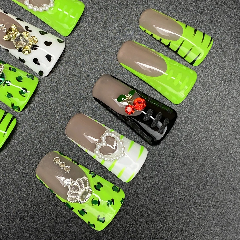 Роскошные накладные ногти Y2K French Tips Salon Quality 10 шт. гель для ручной краски глянцевая