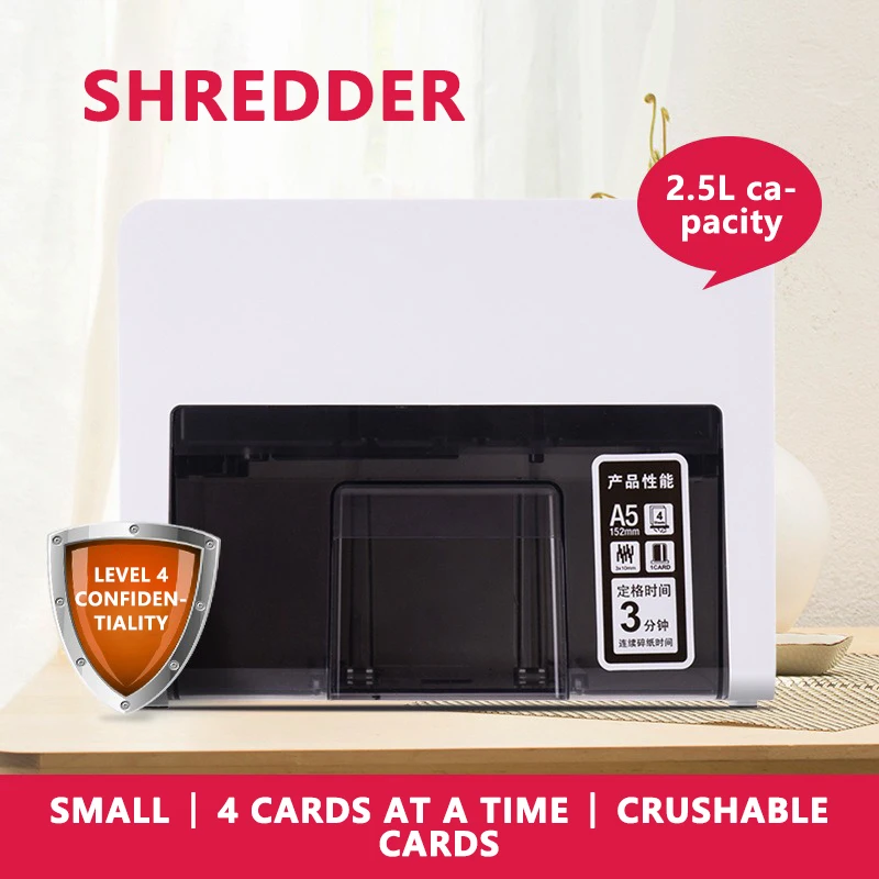 9931 Mini Desktop Electric Paper Shredder 2.5L Volume 220-230V 3x10mm Security Paper Shredder Cards