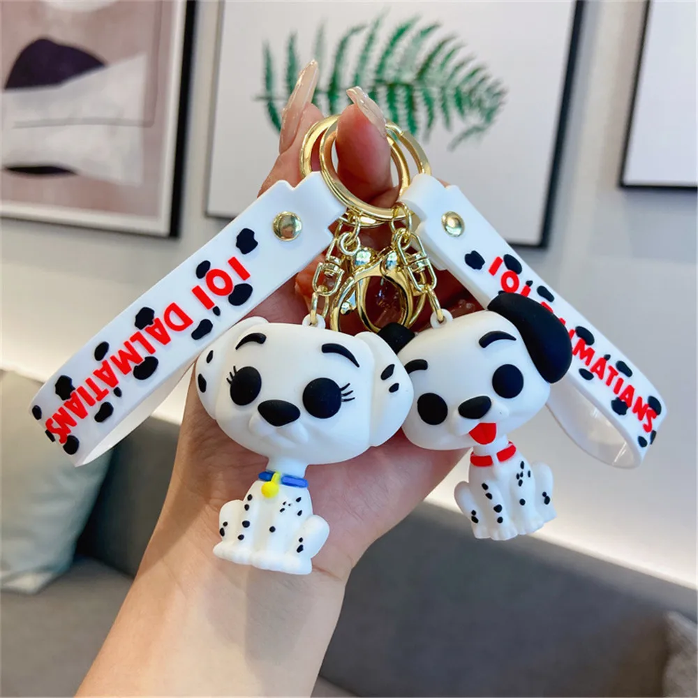 

2022 Disney Keychain 101 Dalmatians Cartoon Cute Pongo Perdita Figure Keyring Fashion Ornament Car Pendant Gifts for Kid Friends