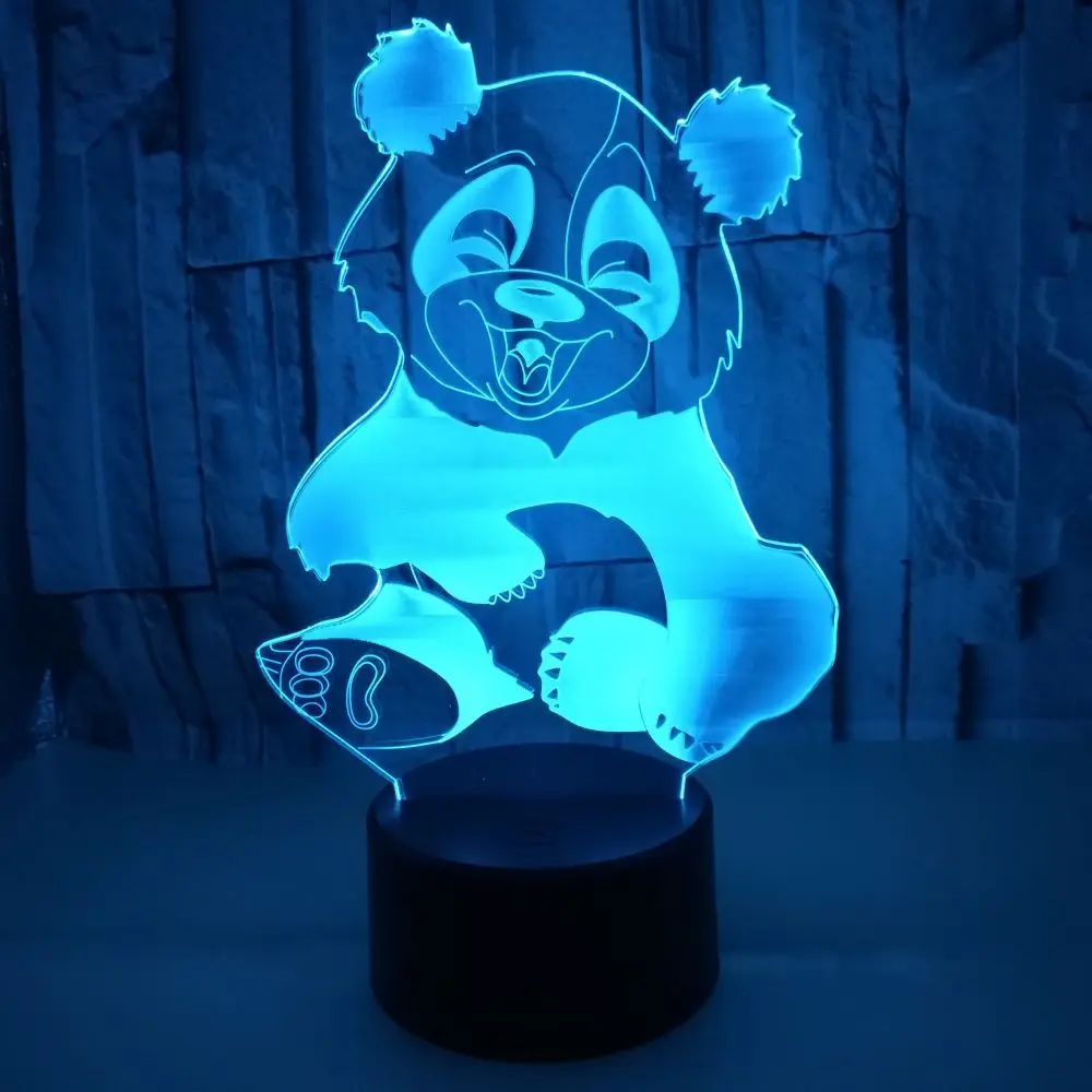 Giant Panda Bear 3D Illusion Lamps 7 Color Changing Touch Table Desk LED Night Light Birthday Gifts for Kids Baby Bedroom Decor