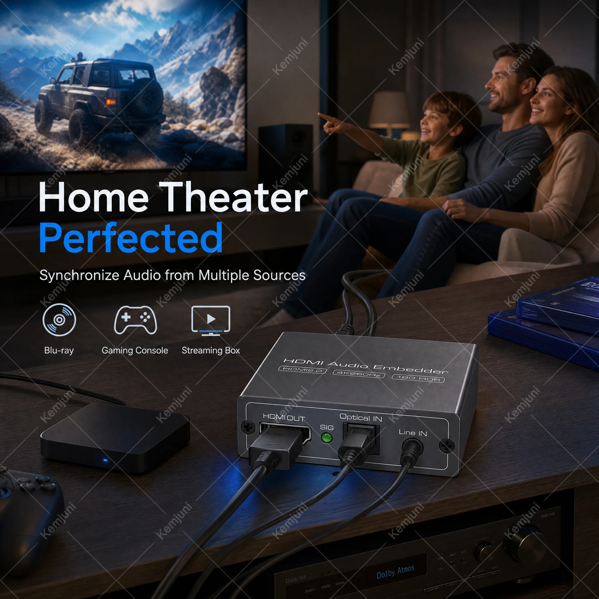 Фото HDMI-конвертер с поддержкой HD 4K 60 Гц, оптическим и 3,5 мм AUX аудиовходом, адаптер-микшер для HDMI, подходит для камер, DVD-плееров, ноутбуков №4