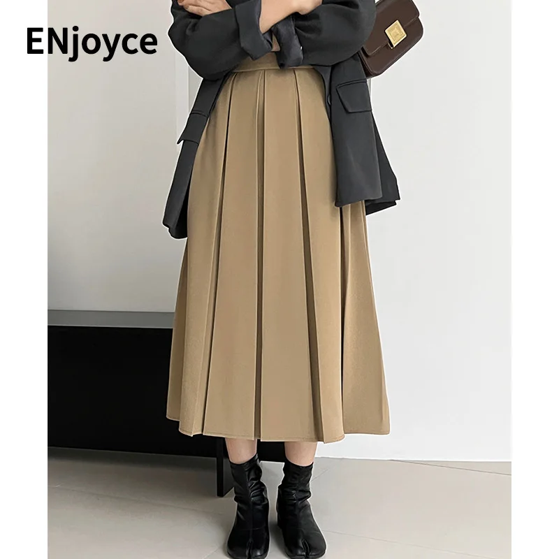 

2023 Spring Women Fashion Pleated Texture High Waist Umbrella Skirts Female Lady Dress Casual Loose Skirt A-Line Long Skirt
