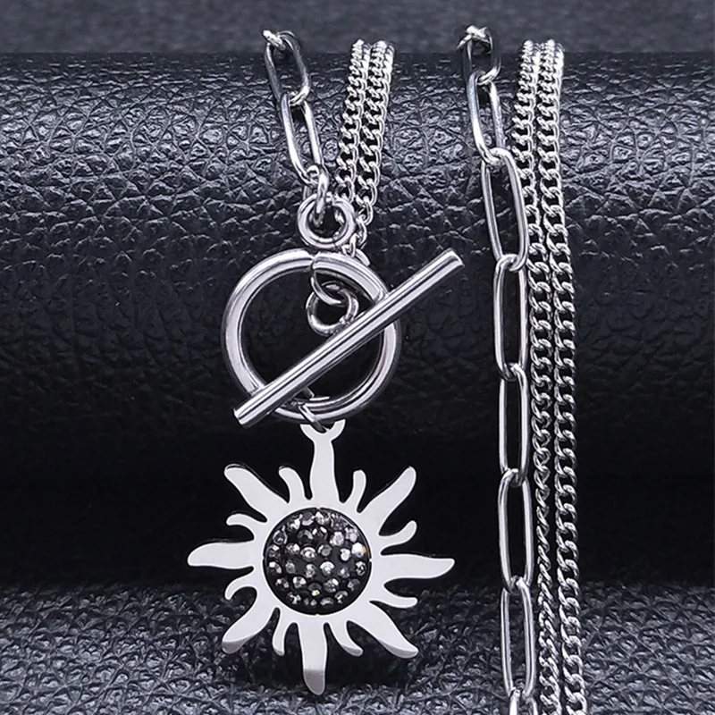 

Ожерелье-чокер из нержавеющей стали с подсолнухами N4879S06