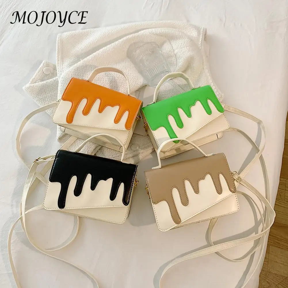 

Women Fashion Hit Color Bag Casual Ladies Handbags PU Leather Hit Color Irregular Crossbody Shoulder Bag