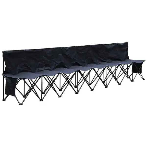 

8 Seats Portable Folding Bench For Camping Bench Chairs with Backrest Black