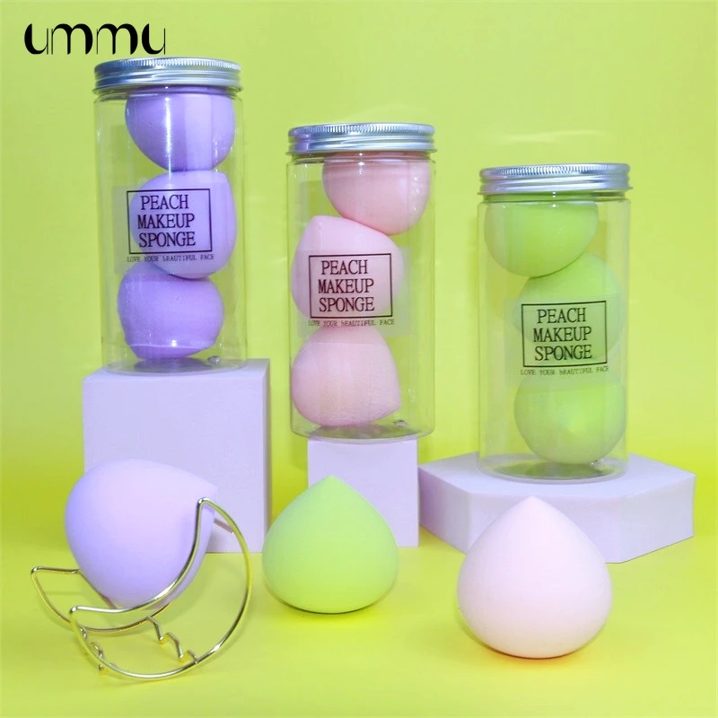 

UMMU Make up Sponge 3pcs Add Rack Cosmetic Puff Latex Soft Beauty Foundation Powder With Box Wet and Dry Colorful Makeup Tool