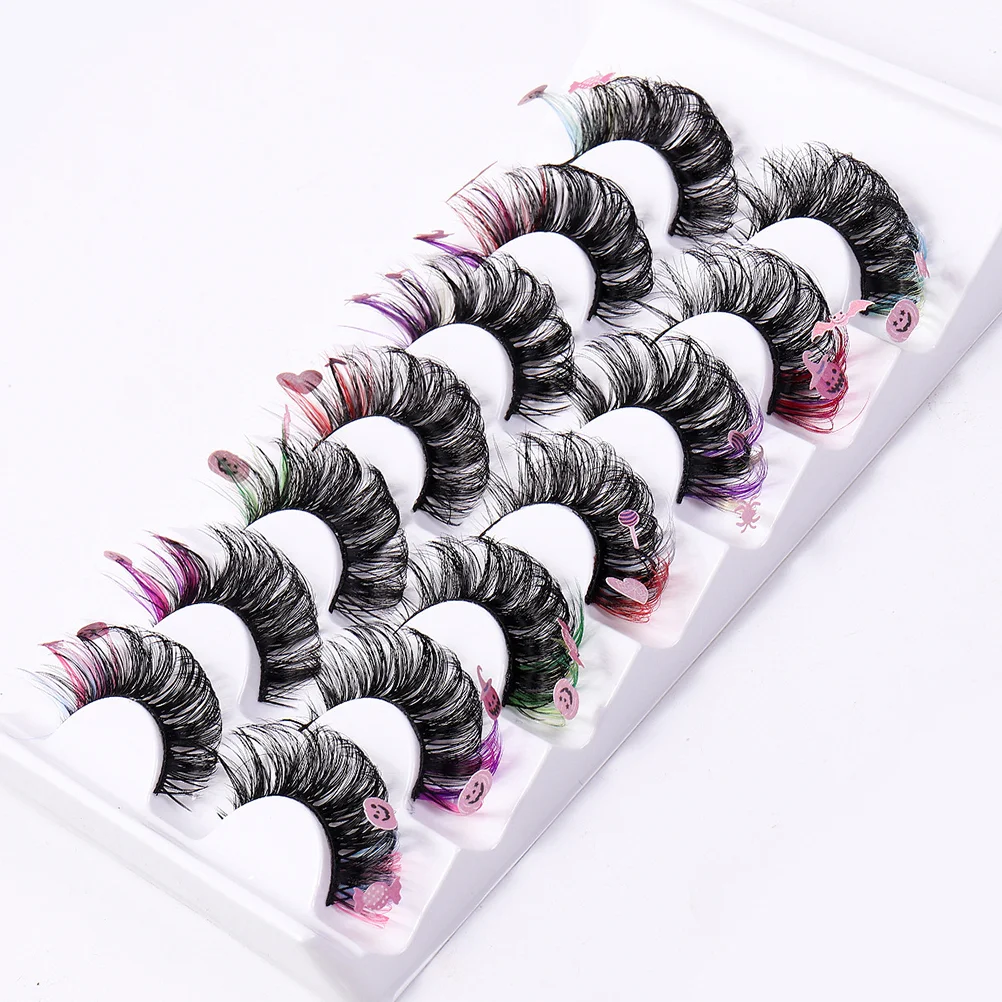 

7 Pairs Colored Lash Extensions Fake Lashes Women Faux Lashes Colored False Eyelashes