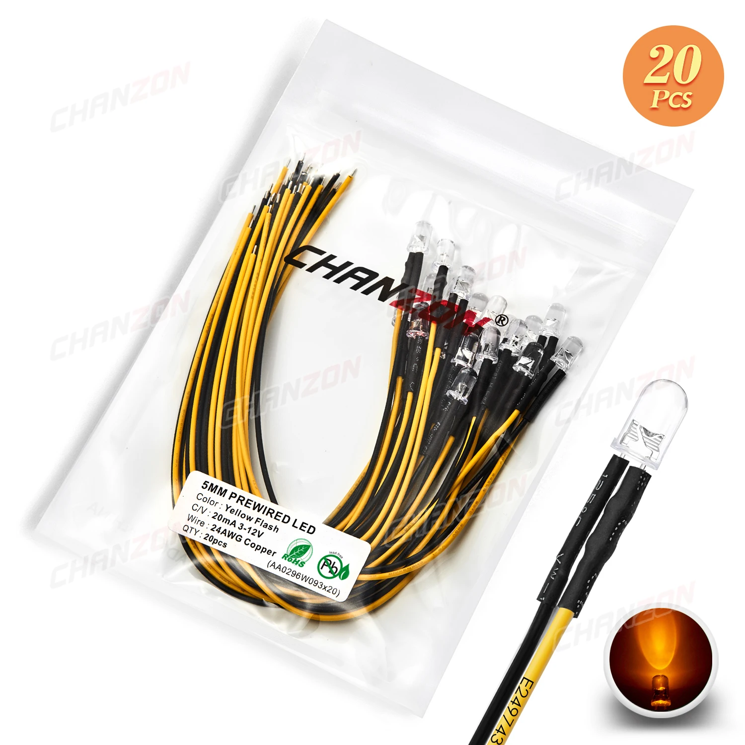 

Светодиодные мигающие бусины CHANZON 5 мм 12 В 20 шт.