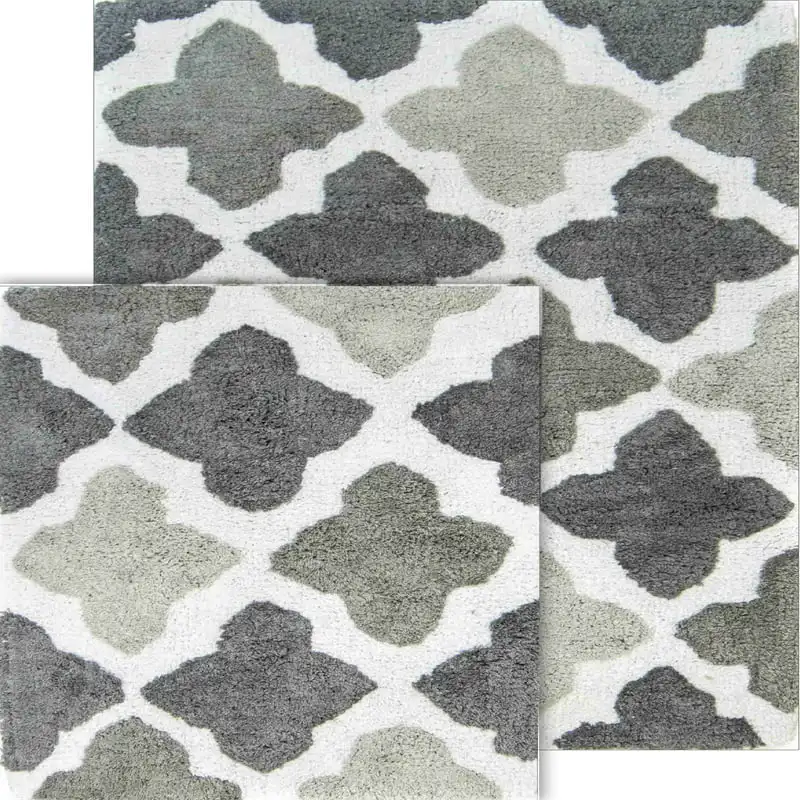 

Alloy Moroccan Tiles 2pieces Grey Washable Bath Rug Set (21"x34" & 17"x24")