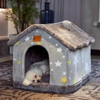 foldable dog house kennel bed mat for small medium dogs cats winter warm cat bed nest cute soft fashion pets supplies pet villa