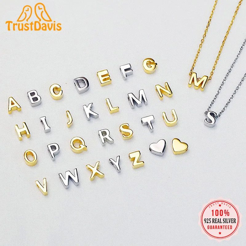 

TrustDavis Настоящее ожерелье из серебра 925 пробы с именем, 26 букв, аксессуары «сделай сам», Подвеска для женщин, свадебная фотосессия DA3148