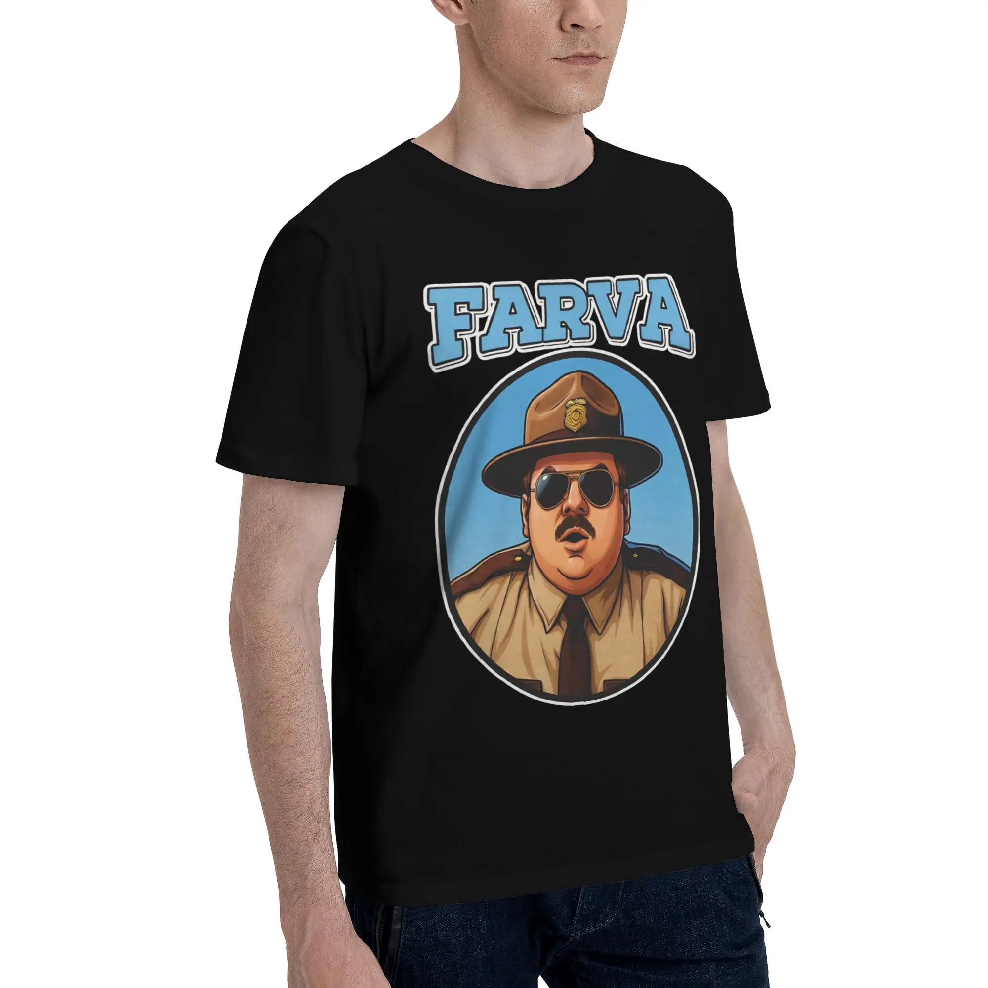 Фото Мужская и женская рубашка Super Troopers Rodney Farva, футболка из чистого хлопка с графическим принтом, одежда, наряды №3