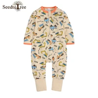2022 casual printed baby jumpsuit round neck long sleeve zipper bodysuits cotton 0 3y kids rompers