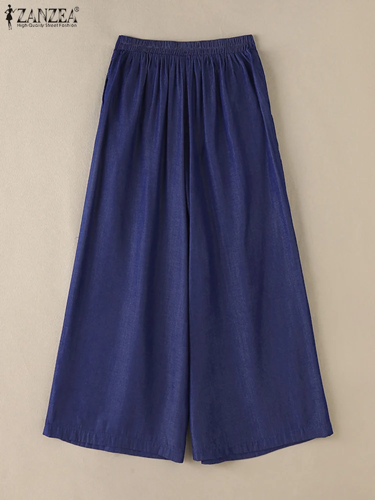 ZANZEA Модные женские осенние брюки Элегантные однотонные свободные с высокой