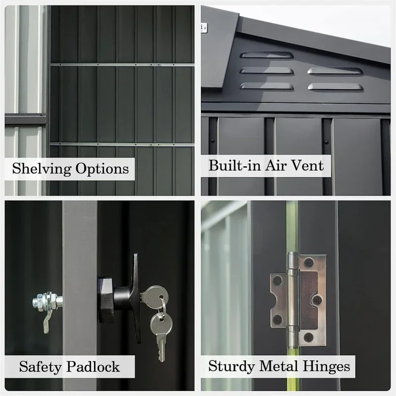 Уличный сарай для хранения 10 'x 8' металлический садовый велосипеда мусорного