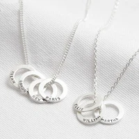 custom 1 4 names stainless steel necklace for women personalized round ring pendant jewelry friendship gifts collares para mujer