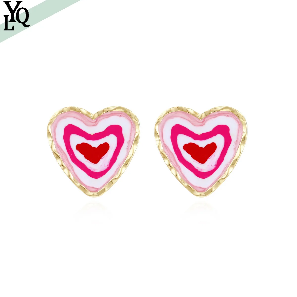 

Individualized Creativity, Irregular Pink Oil Drops, Love, Personalized Versatile Alloy Oil Coated Heart-shaped Ears