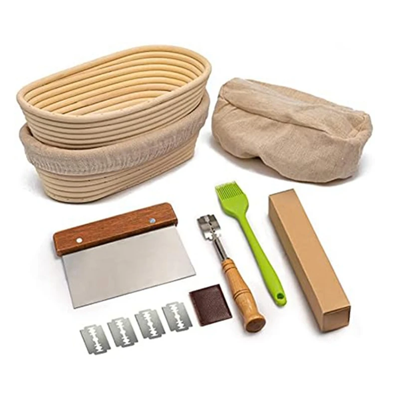 

Bread Baking Set Oval Bread Fermentation Basket + Flour Mixer Accessories Used For Kitchen Making Tools