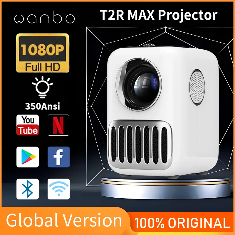 

Global Version Wanbo T2R MAX Projector Full HD 1080P Mini LED Portable Projector BT WIFI 4K 1920*1080P 16GB Projector for Home