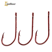 lionriver 40pcs red high carbon steel double barb baitholder fishing hook for saltwater and freshwater fishing accesories